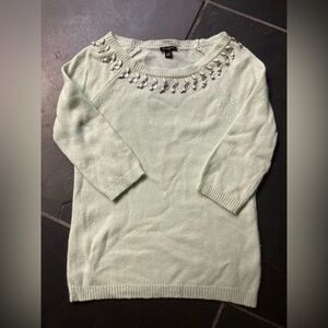 Ann Taylor Women’s Size XXS Mint Green Embellished Women's Sweater